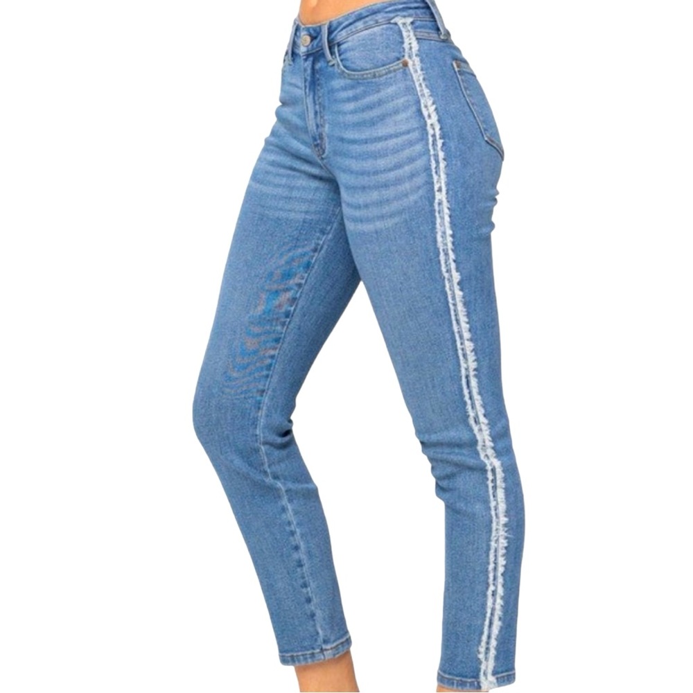 Judy Blue High Waist Side Fray Slim Fit Jeans Size 32 NWT